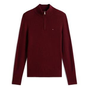 Tommy Hilfiger Pure Lambswool Burgundy Half-Zip Jumper
